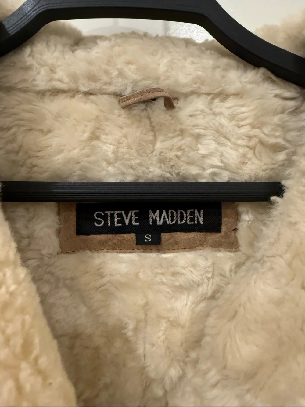 Vintage Steve Madden Genuine Leather Shearling Coat Tan Small